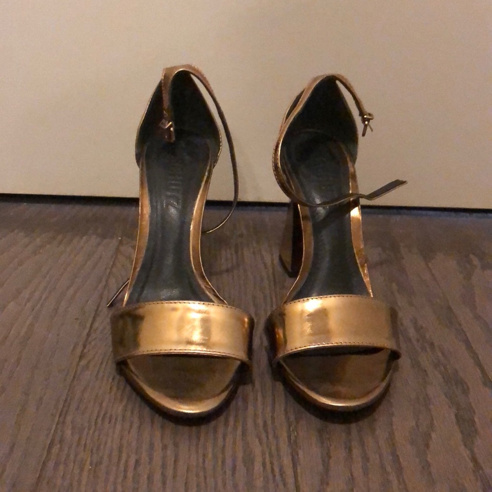 COPY - Schutz gold block heel size 7